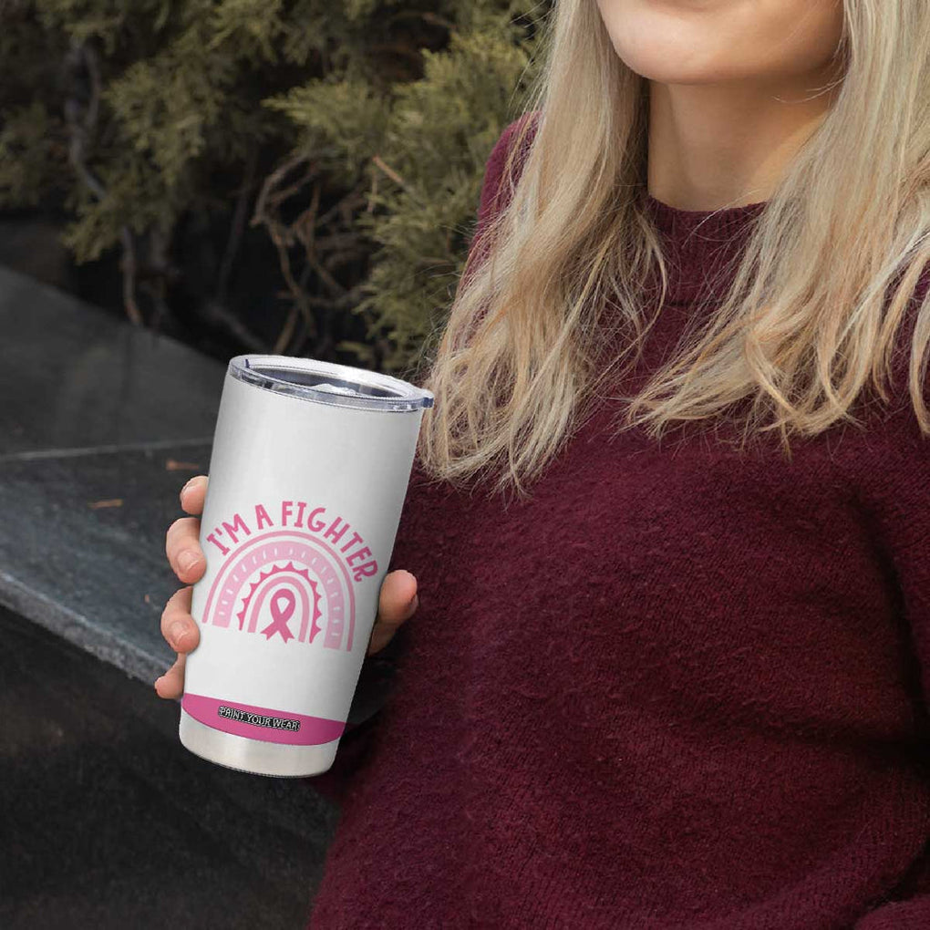 Breast Cancer Awareness Tumbler Cup Pink Ribbon My God is Stronger Than Cancer Christian Gift TB10 Print Your Wear