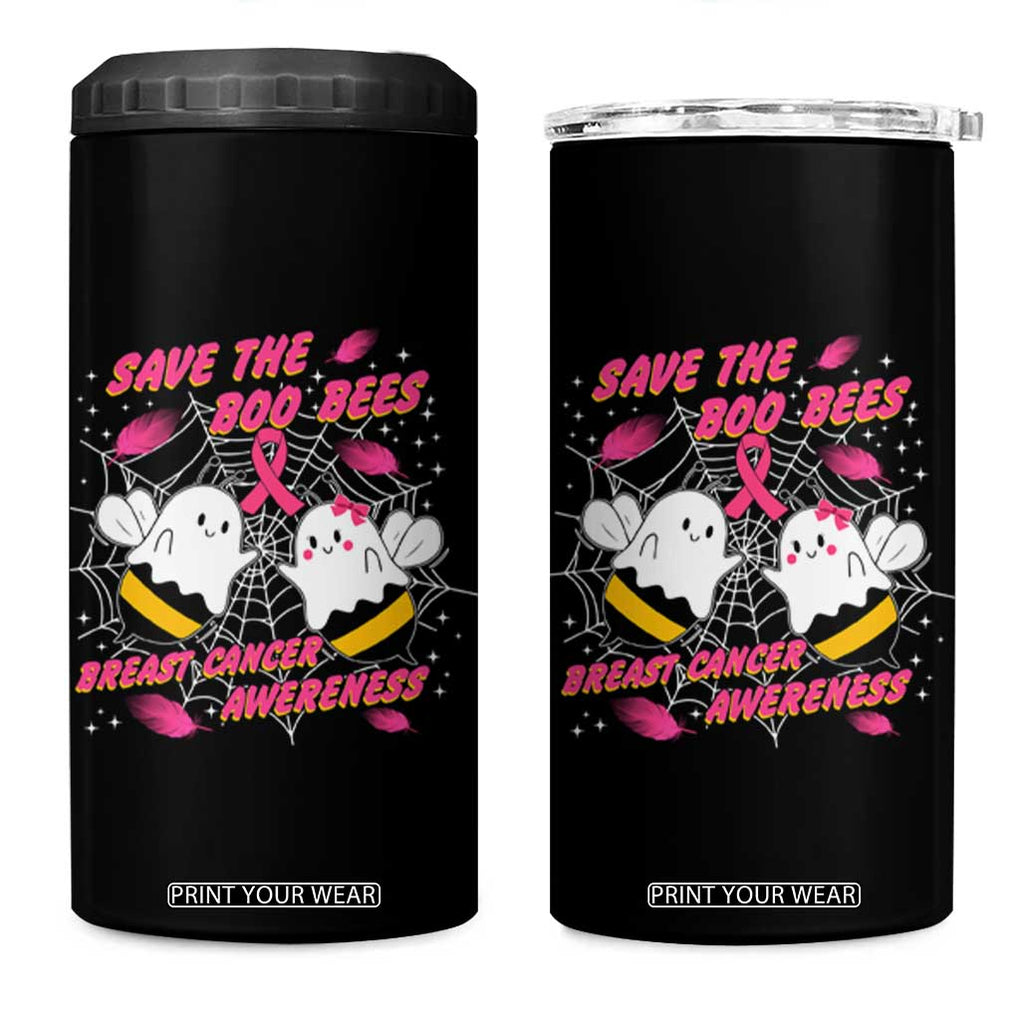Breast Cancer Halloween 4 in 1 Can Cooler Tumbler Pink Ribbon Save The Boobees Boo Bees TB10 One Size: 16 oz Black Print Your Wear