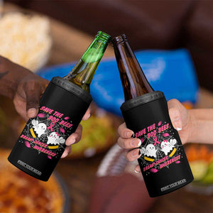Breast Cancer Halloween 4 in 1 Can Cooler Tumbler Pink Ribbon Save The Boobees Boo Bees TB10 Print Your Wear
