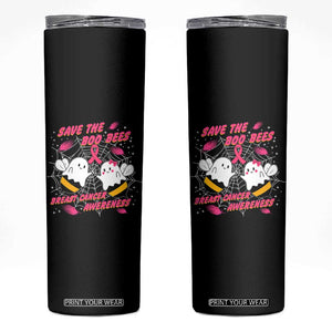 Breast Cancer Halloween Skinny Tumbler Pink Ribbon Save The Boobees Boo Bees TB10 Black Print Your Wear