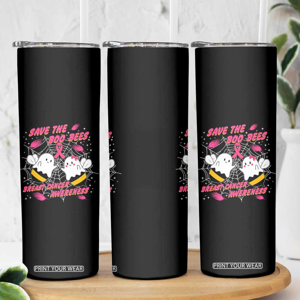 Breast Cancer Halloween Skinny Tumbler Pink Ribbon Save The Boobees Boo Bees TB10 Print Your Wear
