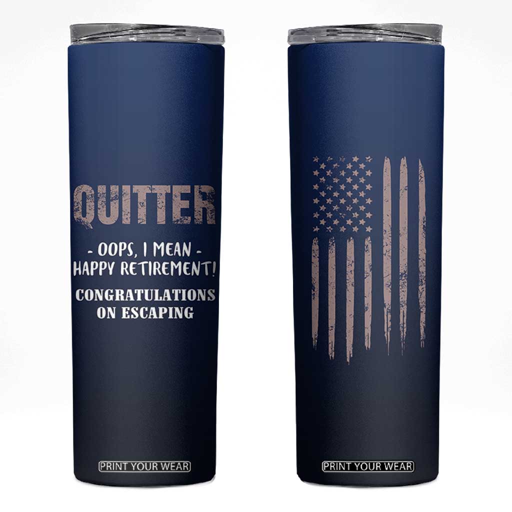 Happy Retirement Gifts Skinny Tumbler Coworker Leaving Goodbye Gift Farewell Gifts For Coworkers USA Flag TB10 Navy Print Your Wear