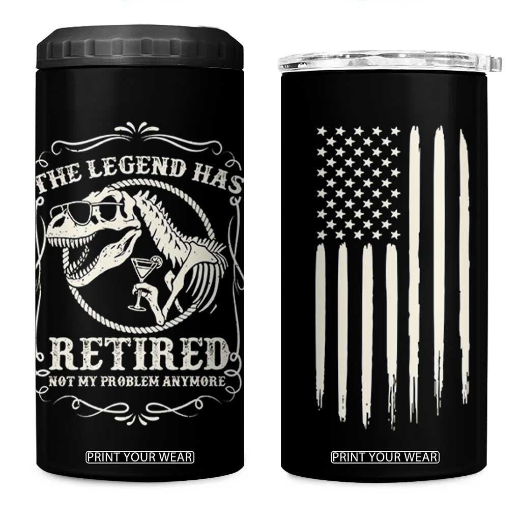 The Legend Has Retired 4 in 1 Can Cooler Tumbler Funny Retired Retirement Gifts For Men Coworkers USA Flag TB10 One Size: 16 oz Black Print Your Wear