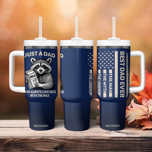 Just A Dad Who Came Back With The Milk Tumbler With Handle Father's Day Raccoon Dark Humor TB10 Print Your Wear