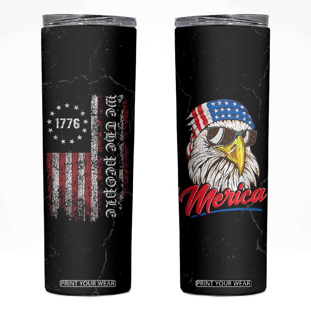American Flag Skinny Tumbler We The People Bald Eagle Patriotic TB10 Black Print Your Wear