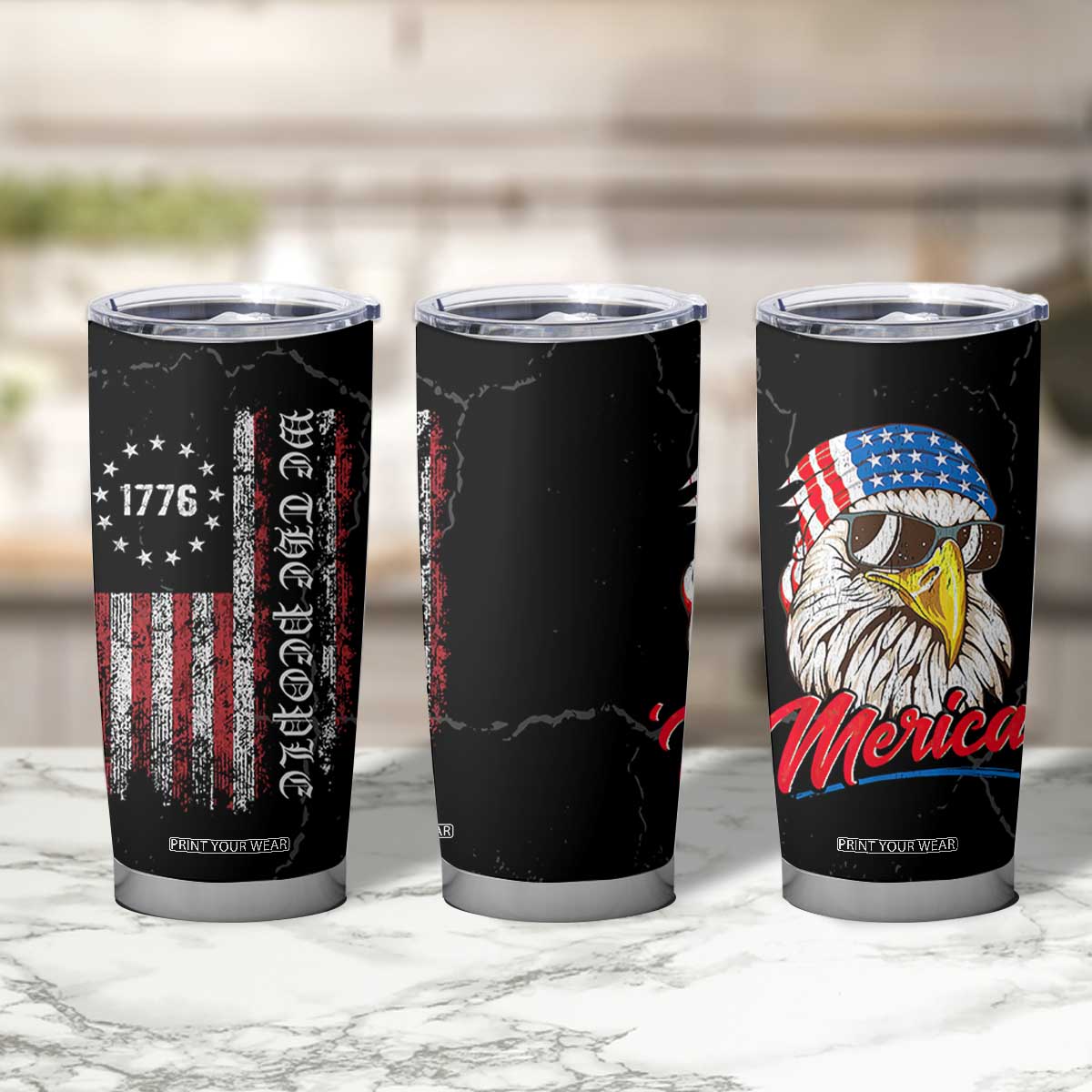 American Flag Tumbler Cup We The People Bald Eagle Patriotic TB10 Print Your Wear