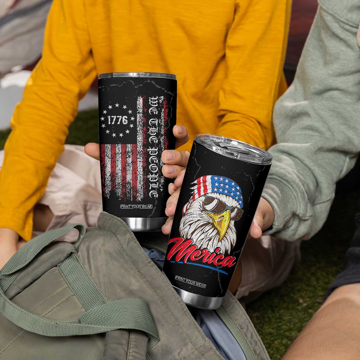 American Flag Tumbler Cup We The People Bald Eagle Patriotic TB10 Print Your Wear