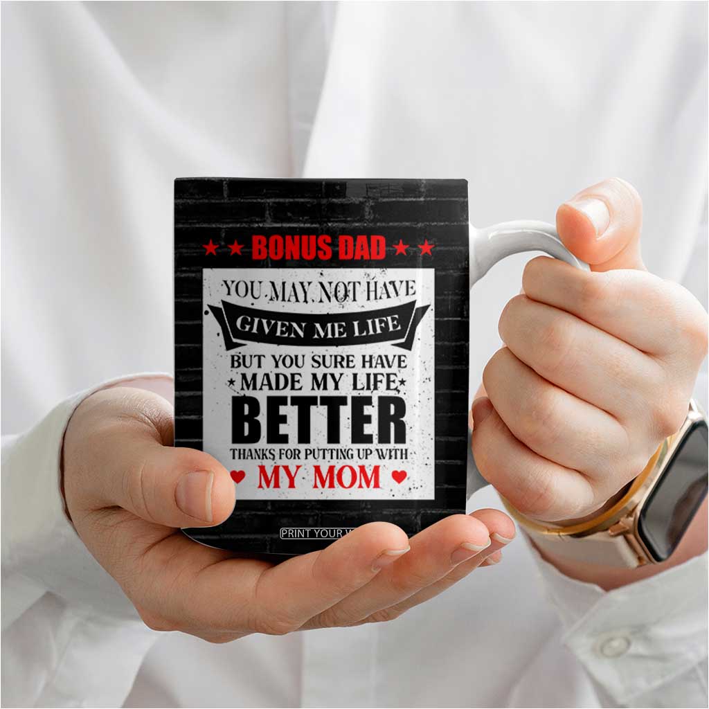 Fathers Day Gift For Bonus Dad Coffee Mug Birthday Gifts For Step Dad From Daughter Son Kids US Flag TB10 Print Your Wear
