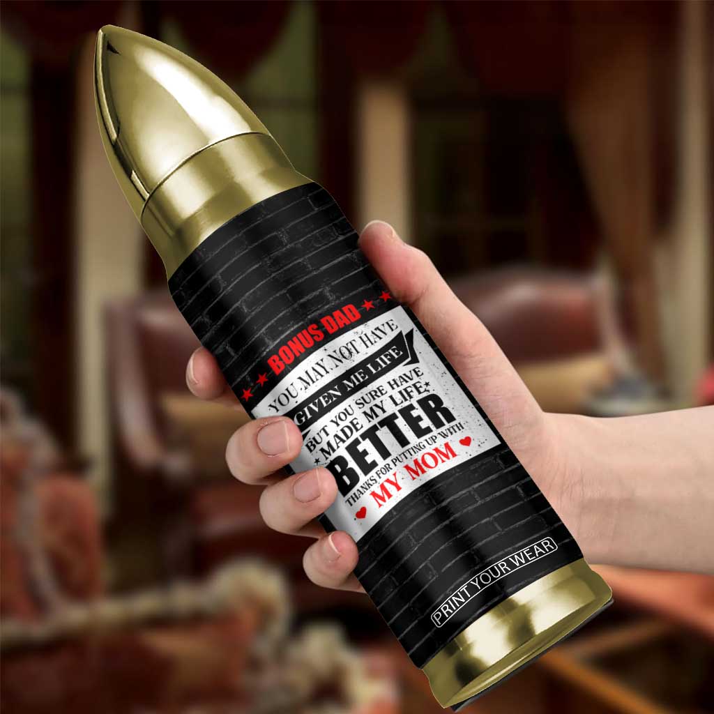 Fathers Day Gift For Bonus Dad Bullet Tumbler Birthday Gifts For Step Dad From Daughter Son Kids US Flag TB10 Print Your Wear