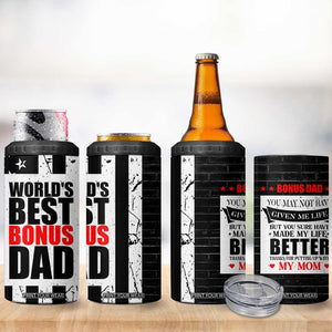 Fathers Day Gift For Bonus Dad 4 in 1 Can Cooler Tumbler Birthday Gifts For Step Dad From Daughter Son Kids US Flag TB10 Print Your Wear