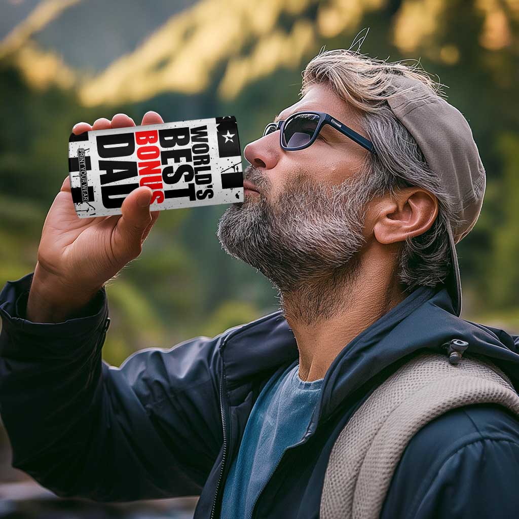 Fathers Day Gift For Bonus Dad 4 in 1 Can Cooler Tumbler Birthday Gifts For Step Dad From Daughter Son Kids US Flag TB10 Print Your Wear