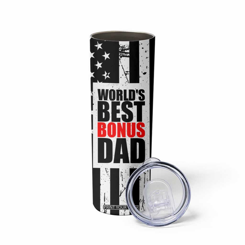 Fathers Day Gift For Bonus Dad Skinny Tumbler Birthday Gifts For Step Dad From Daughter Son Kids US Flag TB10 Print Your Wear