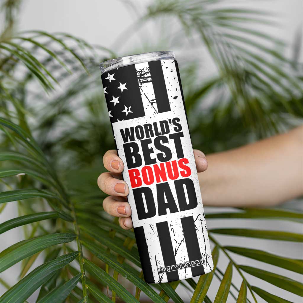 Fathers Day Gift For Bonus Dad Skinny Tumbler Birthday Gifts For Step Dad From Daughter Son Kids US Flag TB10 Print Your Wear