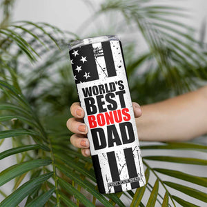 Fathers Day Gift For Bonus Dad Skinny Tumbler Birthday Gifts For Step Dad From Daughter Son Kids US Flag TB10 Print Your Wear