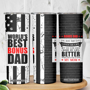 Fathers Day Gift For Bonus Dad Skinny Tumbler Birthday Gifts For Step Dad From Daughter Son Kids US Flag TB10 Print Your Wear