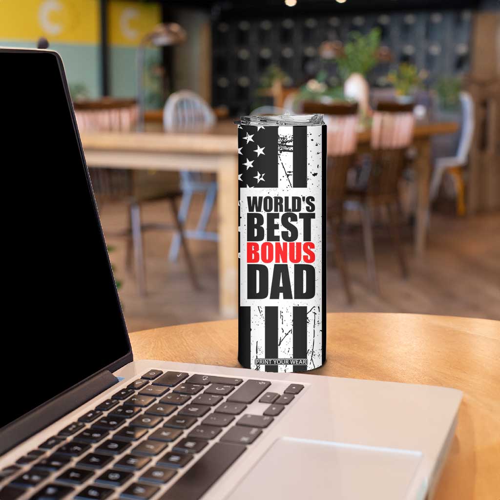 Fathers Day Gift For Bonus Dad Skinny Tumbler Birthday Gifts For Step Dad From Daughter Son Kids US Flag TB10 Print Your Wear