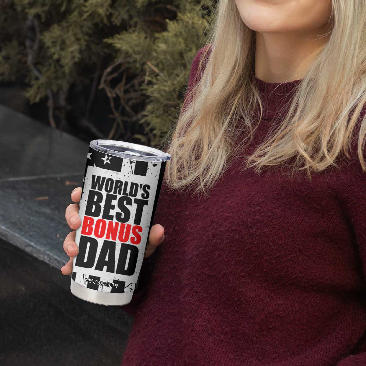 Fathers Day Gift For Bonus Dad Tumbler Cup Birthday Gifts For Step Dad From Daughter Son Kids US Flag TB10 Print Your Wear