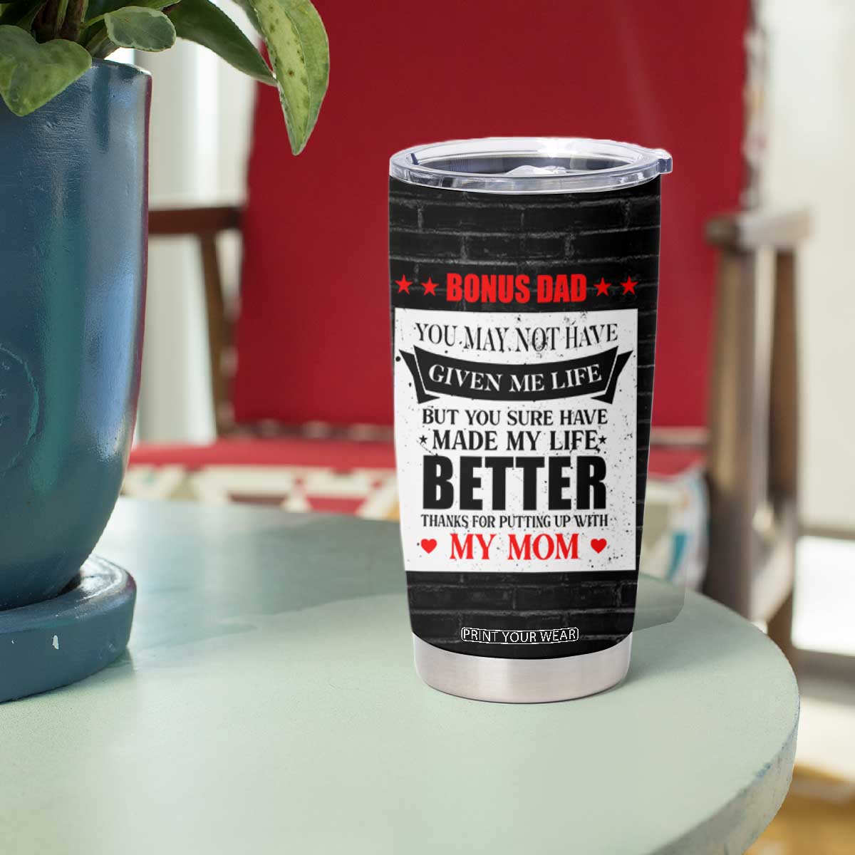 Fathers Day Gift For Bonus Dad Tumbler Cup Birthday Gifts For Step Dad From Daughter Son Kids US Flag TB10 Print Your Wear