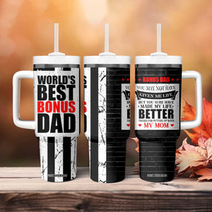 Fathers Day Gift For Bonus Dad Tumbler With Handle Birthday Gifts For Step Dad From Daughter Son Kids US Flag TB10 Print Your Wear