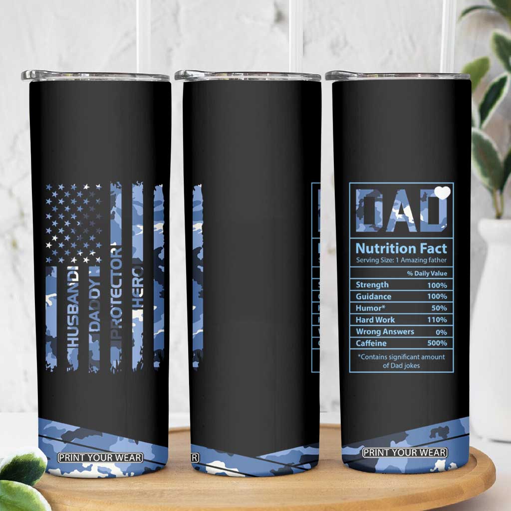 Christmas Gifts for Dad Skinny Tumbler Husband Daddy Protector Hero Fathers Day Camo American Flag TB10 Print Your Wear