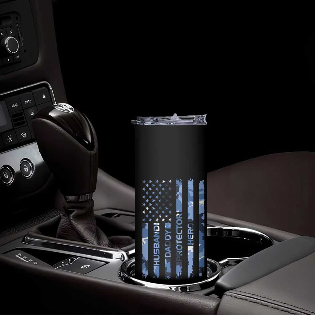 Christmas Gifts for Dad Skinny Tumbler Husband Daddy Protector Hero Fathers Day Camo American Flag TB10 Print Your Wear
