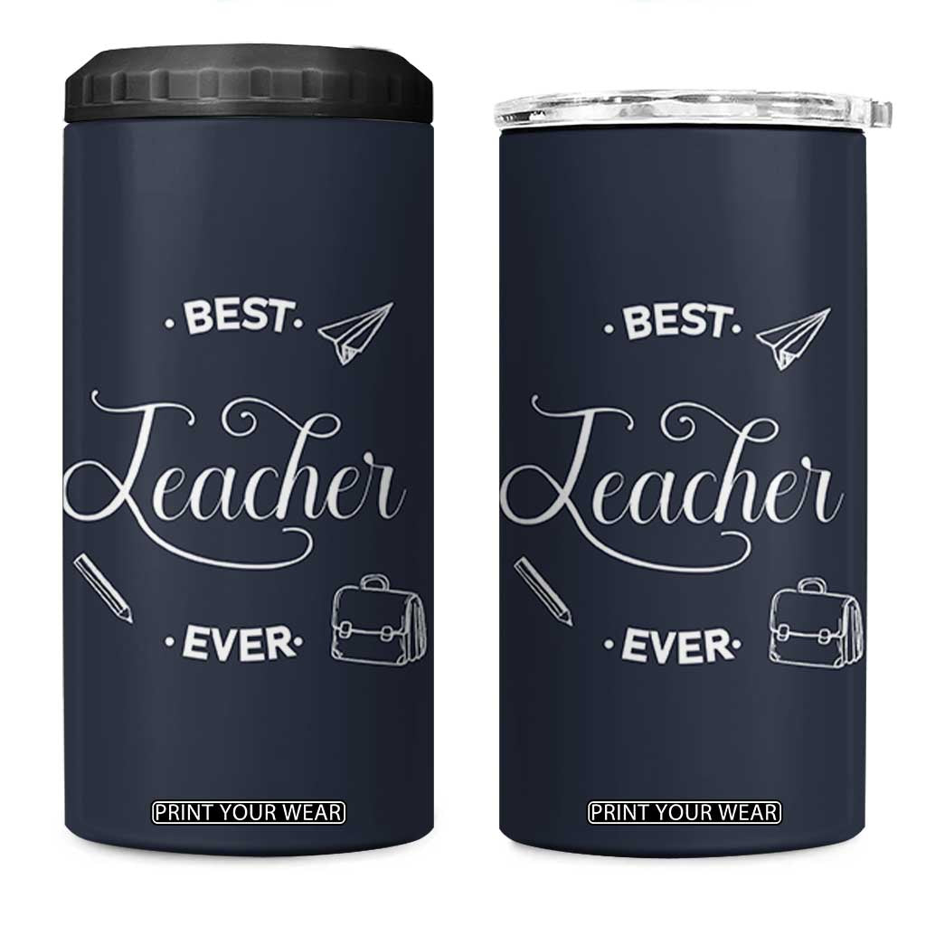 Best Teacher Ever 4 in 1 Can Cooler Tumbler Appreciation Gift For Teachers Men TB10 One Size: 16 oz Navy Print Your Wear