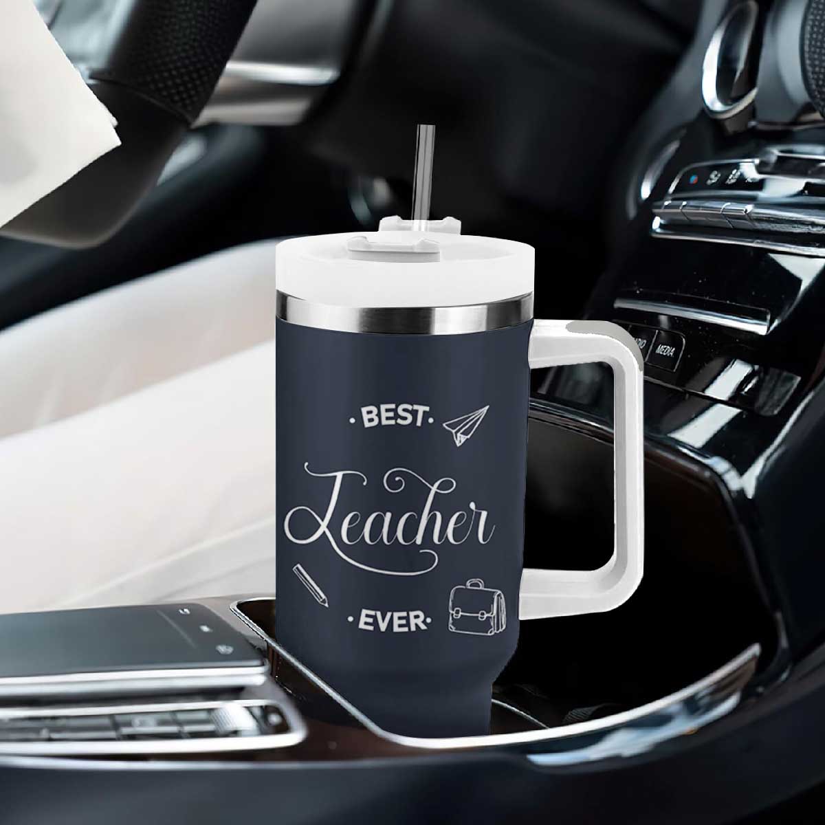 Best Teacher Ever Tumbler With Handle Appreciation Gift For Teachers Men TB10 Print Your Wear