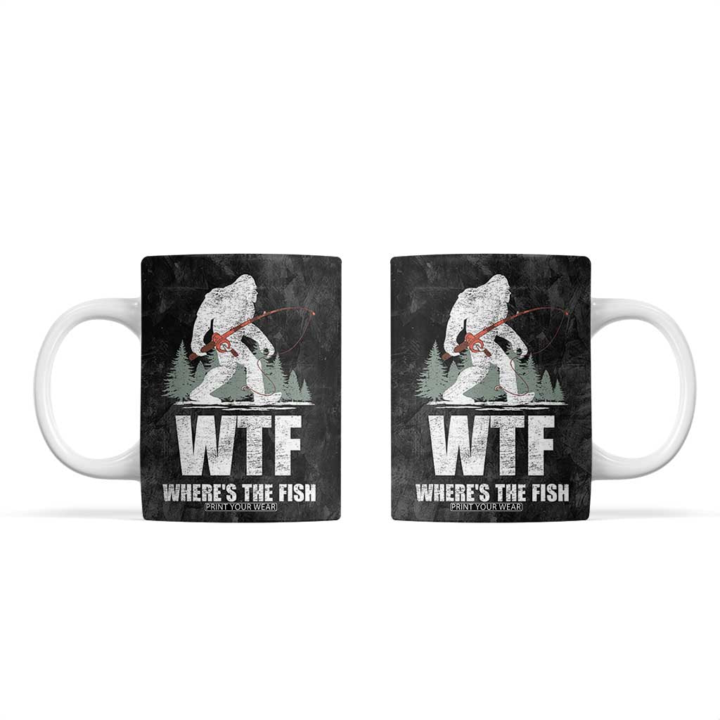 WTF Wheres The Fish Coffee Mug Funny Bigfoot Fishing Gifts Fathers Day TB10 Grey Print Your Wear