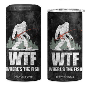 WTF Wheres The Fish 4 in 1 Can Cooler Tumbler Funny Bigfoot Fishing Gifts Fathers Day