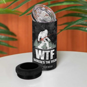 WTF Wheres The Fish 4 in 1 Can Cooler Tumbler Funny Bigfoot Fishing Gifts Fathers Day
