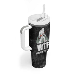 WTF Wheres The Fish Tumbler With Handle Funny Bigfoot Fishing Gifts Fathers Day TB10 Print Your Wear