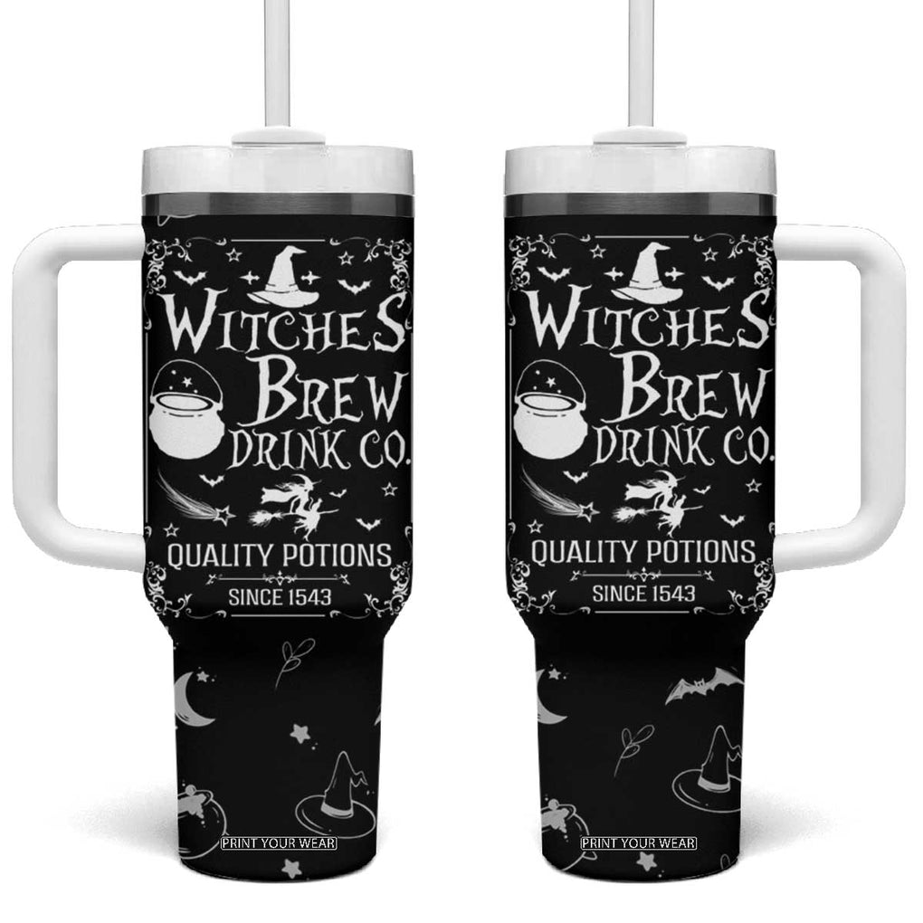 Funny Halloween Witch Tumbler With Handle Witches Brew Drink Witchy Vibes Spooky Decorations TB10 One Size: 40 oz Black Print Your Wear