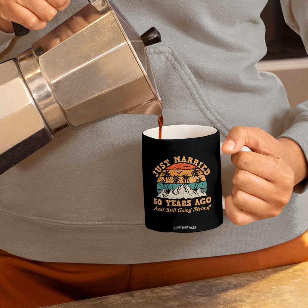 50th Anniversary Coffee Mug Just Married 50 Years Ago And Still Going Strong! Retro TB10 Print Your Wear