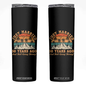 50th Anniversary Skinny Tumbler Just Married 50 Years Ago And Still Going Strong! Retro TB10 Black Print Your Wear