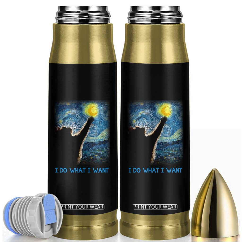 Van Gogh Cat Bullet Tumbler I Do What I Want Funny Cat Lover Starry Night TB10 Black Print Your Wear