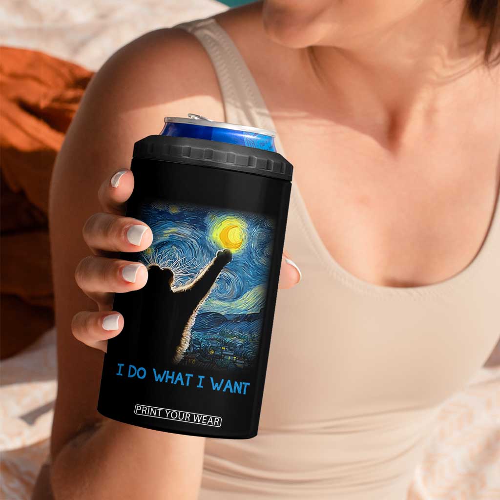 Van Gogh Cat 4 in 1 Can Cooler Tumbler I Do What I Want Funny Cat Lover Starry Night TB10 Print Your Wear