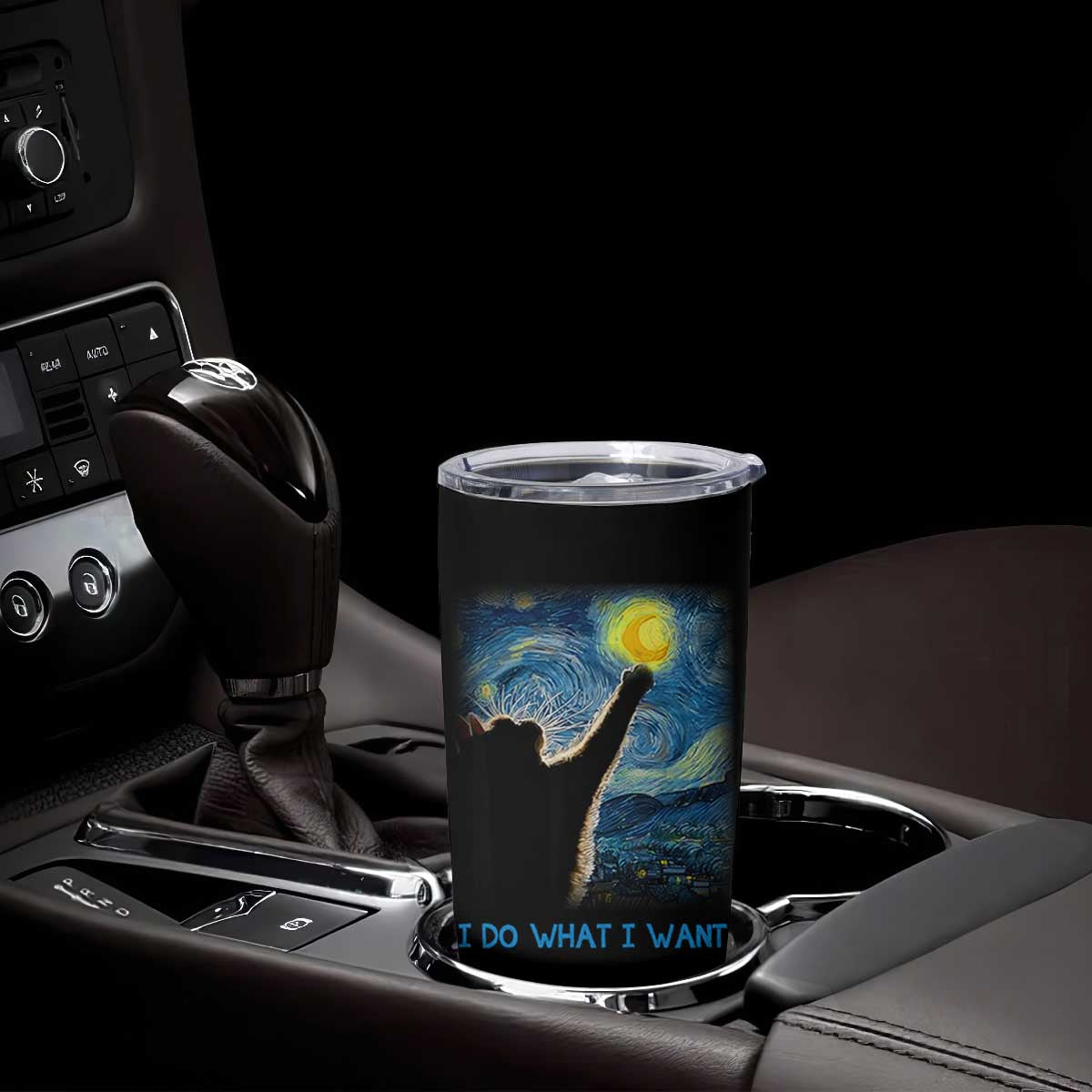 Van Gogh Cat Tumbler Cup I Do What I Want Funny Cat Lover Starry Night TB10 Print Your Wear