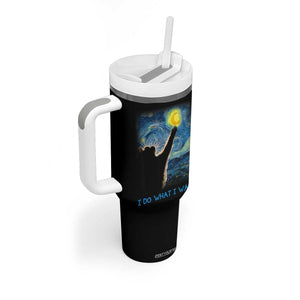 Van Gogh Cat Tumbler With Handle I Do What I Want Funny Cat Lover Starry Night TB10 Print Your Wear