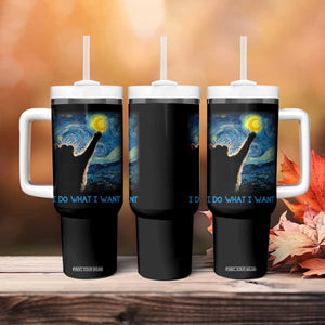 Van Gogh Cat Tumbler With Handle I Do What I Want Funny Cat Lover Starry Night TB10 Print Your Wear