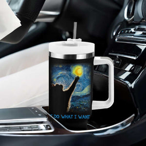 Van Gogh Cat Tumbler With Handle I Do What I Want Funny Cat Lover Starry Night TB10 Print Your Wear