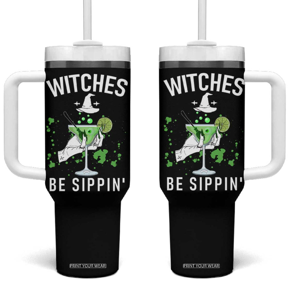 Funny Halloween Party Tumbler With Handle Witch Witches Be Sippin, for Ladies TB10 One Size: 40 oz Black Print Your Wear