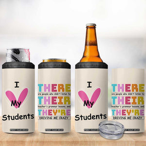 English Grammar Teacher 4 in 1 Can Cooler Tumbler There Their They're Funny Humor TB10 Print Your Wear