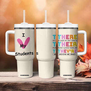 English Grammar Teacher Tumbler With Handle There Their They're Funny Humor TB10 Print Your Wear