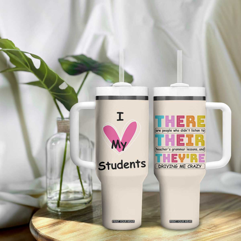 English Grammar Teacher Tumbler With Handle There Their They're Funny Humor TB10 Print Your Wear