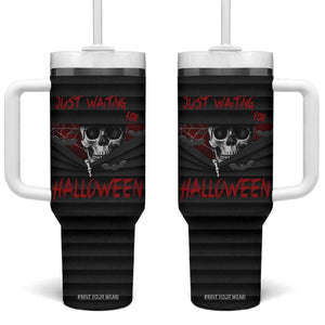 Scary Halloween Skeleton Tumbler With Handle Just Waiting for Halloween Spooky Spider Web Horror Spooky Decoration TB10 One Size: 40 oz Black Print Your Wear