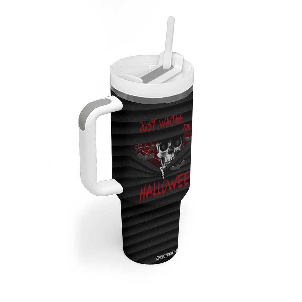 Scary Halloween Skeleton Tumbler With Handle Just Waiting for Halloween Spooky Spider Web Horror Spooky Decoration TB10 Print Your Wear
