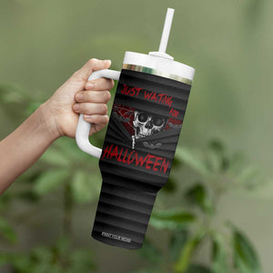 Scary Halloween Skeleton Tumbler With Handle Just Waiting for Halloween Spooky Spider Web Horror Spooky Decoration TB10 Print Your Wear