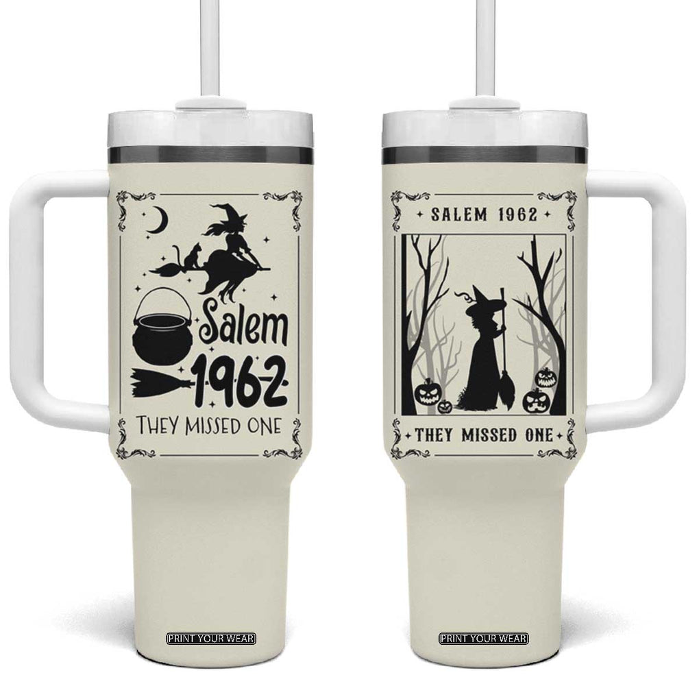 Witch Halloween Tumbler With Handle Women Girls Trip Salem 1692 They Missed One TB10 One Size: 40 oz Beige Print Your Wear