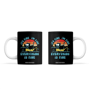 Funny Cat Coffee Mug It's Fine I'm Fine Everything Is Fine Meme Office Gag Gifts TB10 Black Print Your Wear