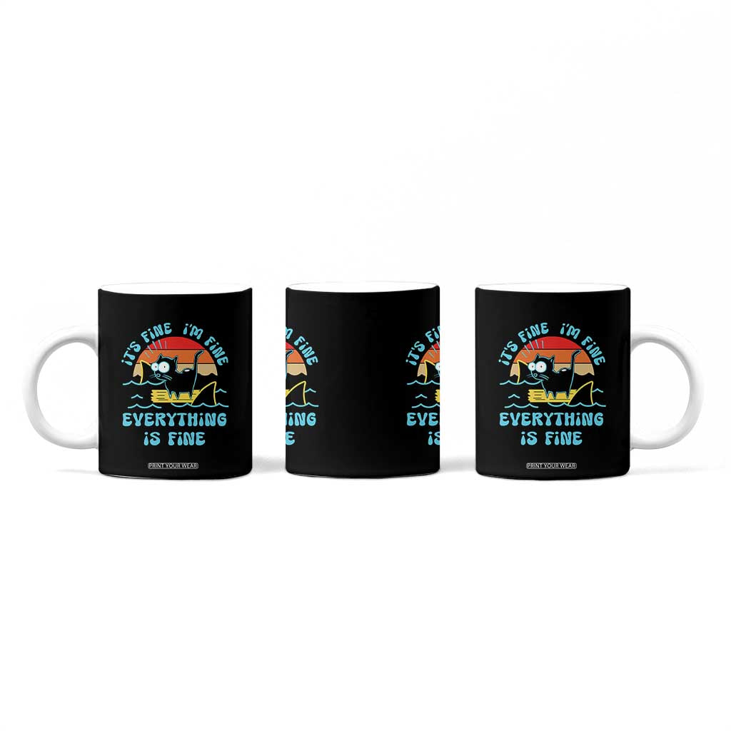 Funny Cat Coffee Mug It's Fine I'm Fine Everything Is Fine Meme Office Gag Gifts TB10 Print Your Wear
